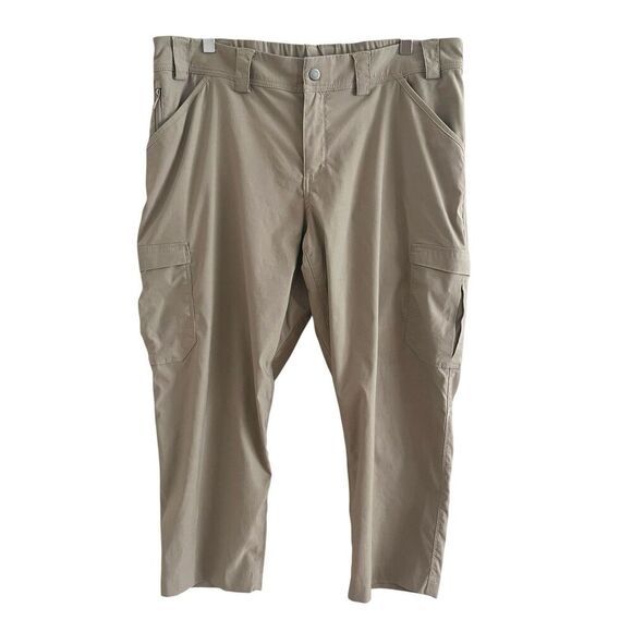 Duluth Flex Dry On The Fly Capri Cargo Pants Womens 16 Tan Nylon Stretch Hiking - Picture 1 of 11